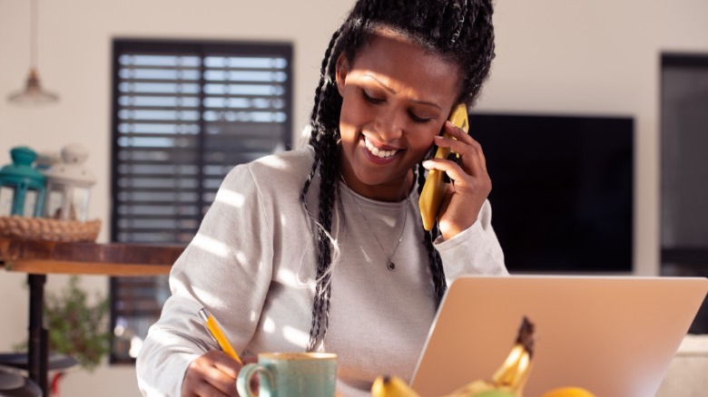 Woman talking on the phone