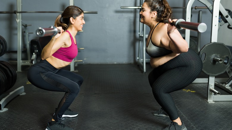 Women working out at the gym 