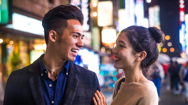 Young Asian couple on date