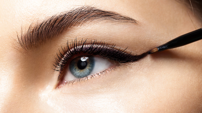 closeup of eyeliner on eye