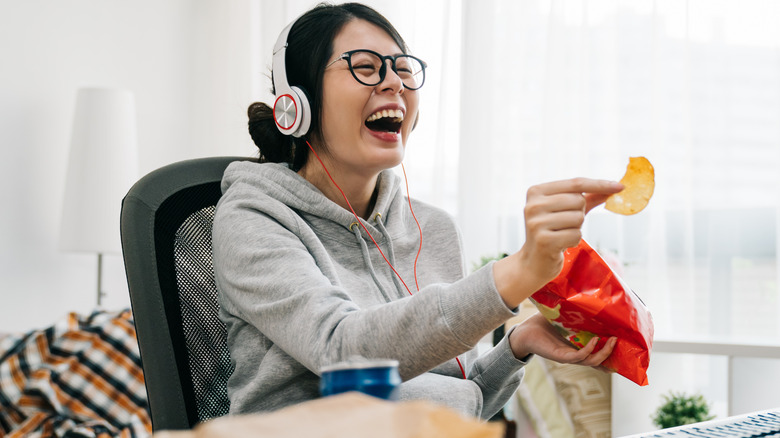 woman playing video games