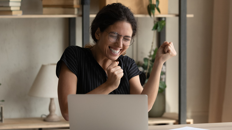 woman celebrating