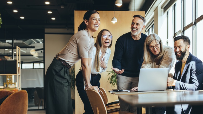 woman talking in work meeting 