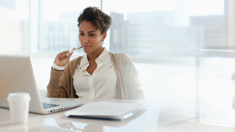 woman working at desk