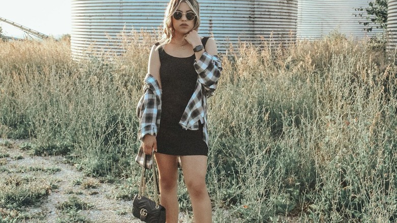 Flannel over a minidress