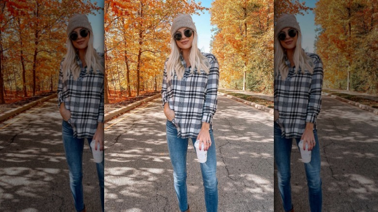 Flannel and skinny jeans