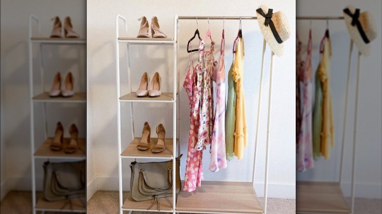 clothing rack with shelves