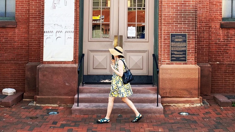 Floppy hat and mini dress