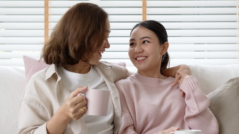 Woman receives advice from her mother