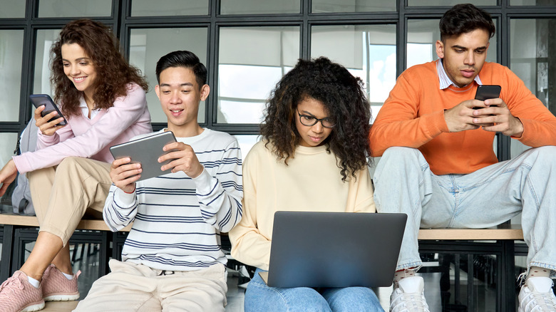 friends using devices