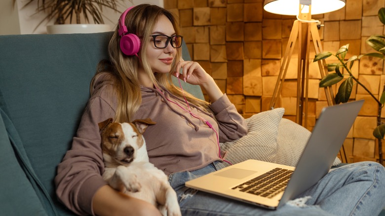 woman watching computer 