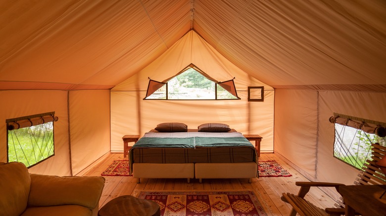 Interior of a glamorous tent 