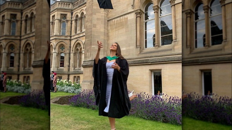 graduate wearing lavender dress