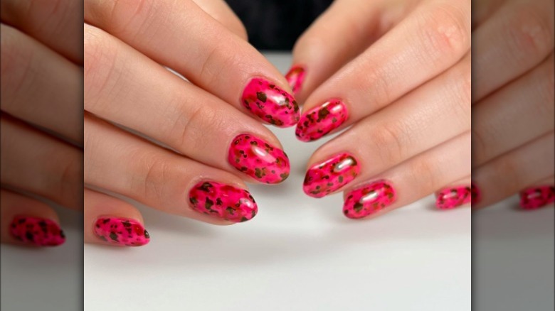 Tortoise shell nails in pink