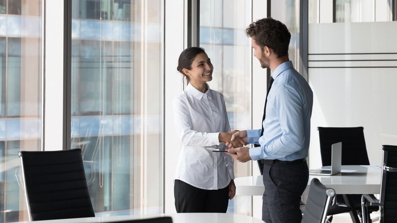 Woman meets with supervisor 