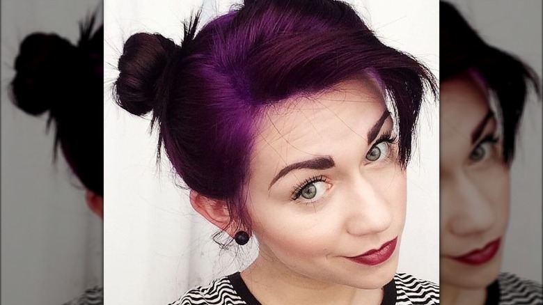 Plum hair bun