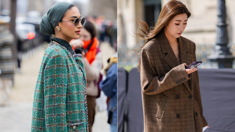 Women wearing plaid jackets