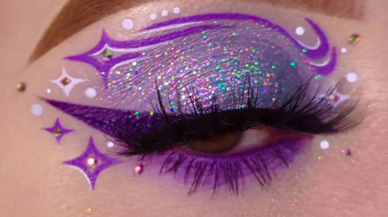 Purple galaxy makeup glitter