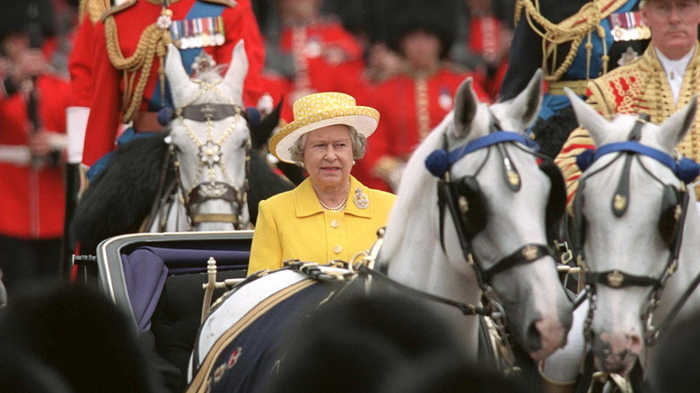 Queen Elizabeth II at the 1999 Trooping the Colour ceremony