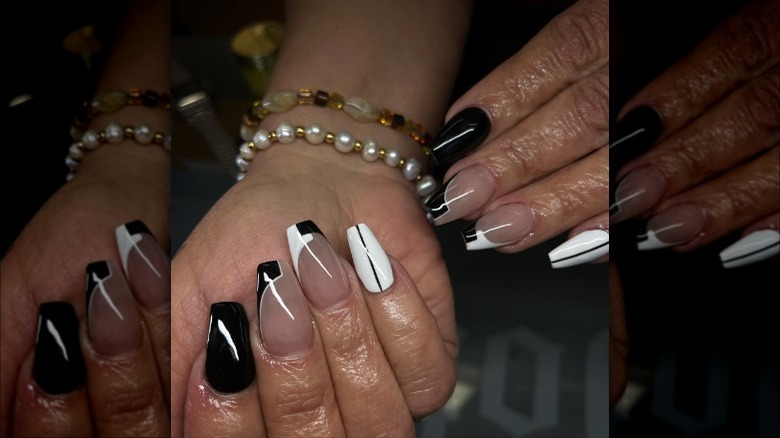 black and white manicures
