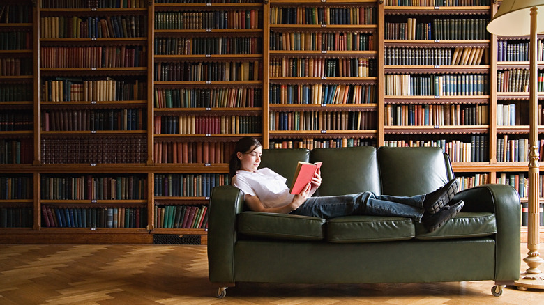 woman reading alone