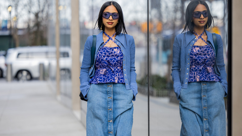 Woman in peplum halter