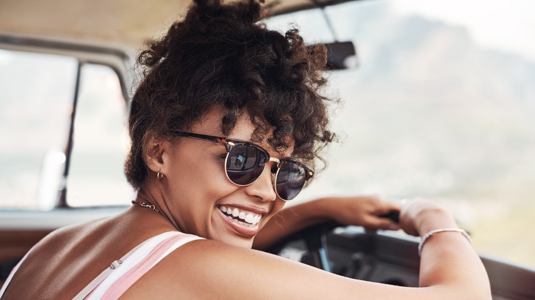 Woman wearing sunglasses