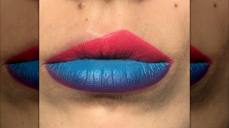 Geometric pink and blue lips