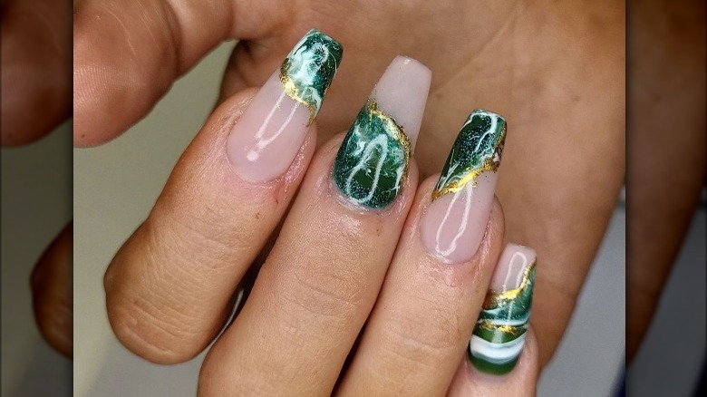 marbled french manicure 