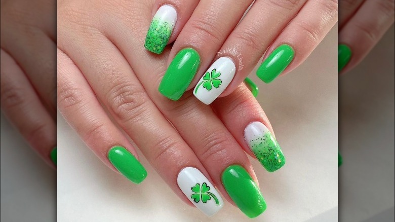 green shamrock manicure