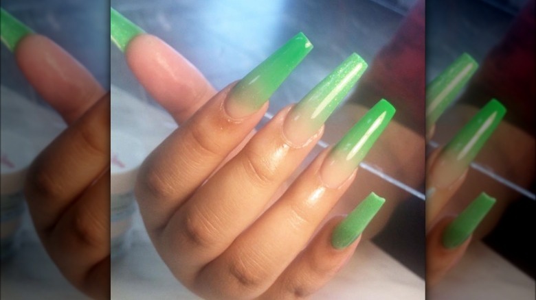 green ombre nails