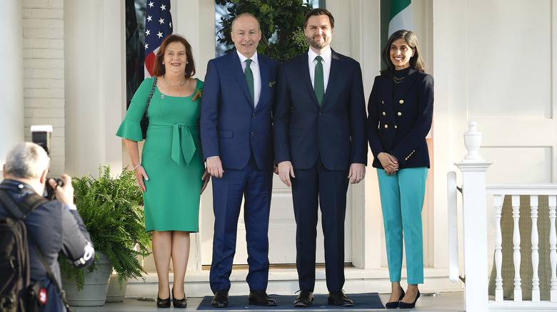 JD and Usha Vance posing with the Irish Taoiseach and his wife.