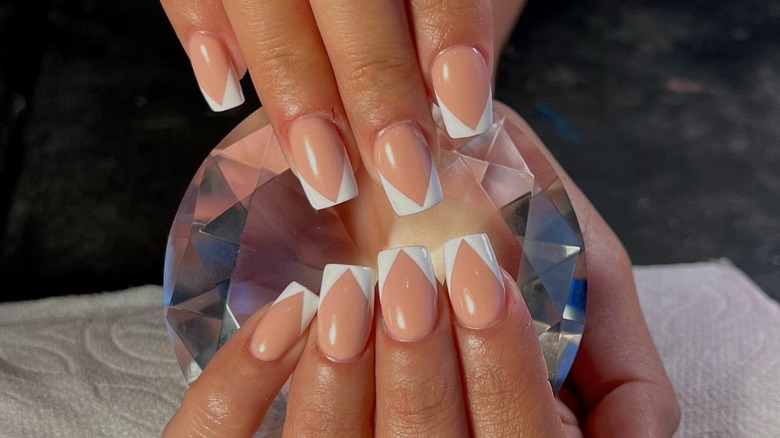 V-cut French manicure