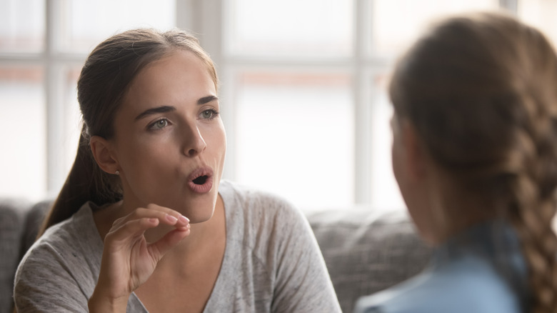 Upset woman arguing