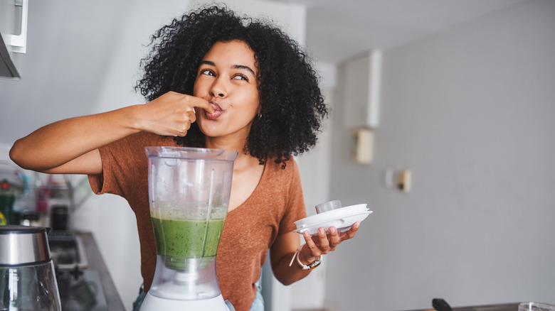 Woman eating breakfast