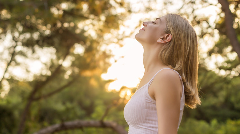 Woman enjoying the morning