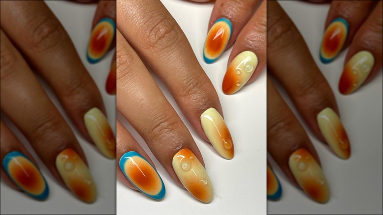 airbrushed water droplet nails