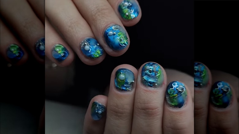 watery inspired nails