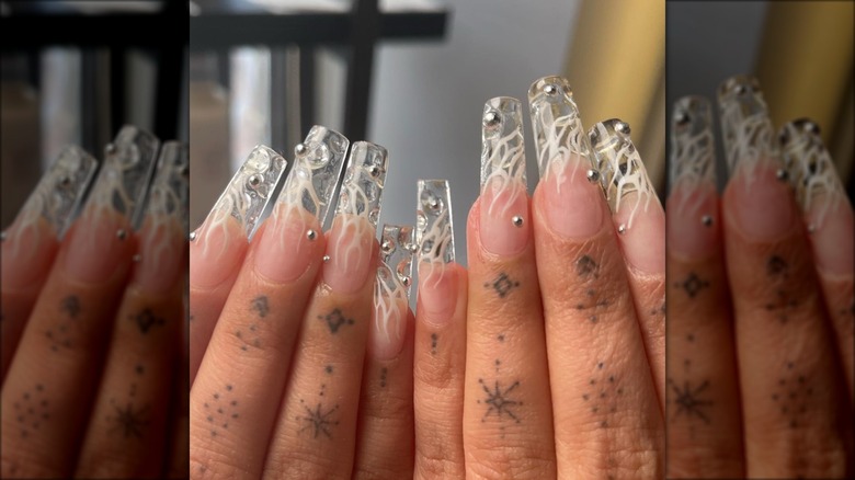 watery nails with white lines