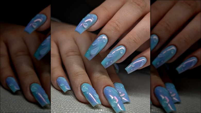 iridescent blue nails