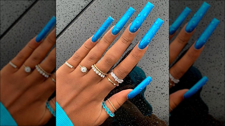 long blue nails