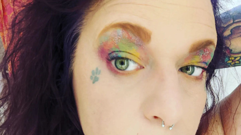 Glittery watercolor eyeshadow