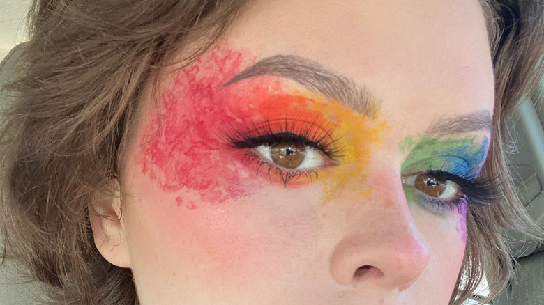 Rainbow watercolor eye makeup