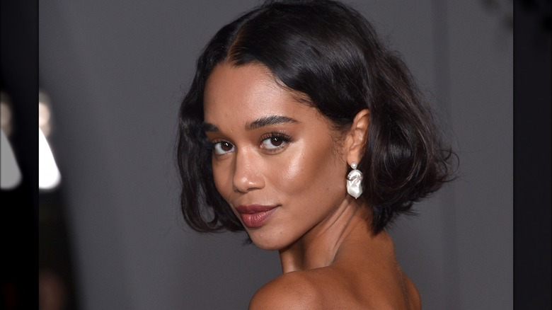 Laura Harrier white earrings