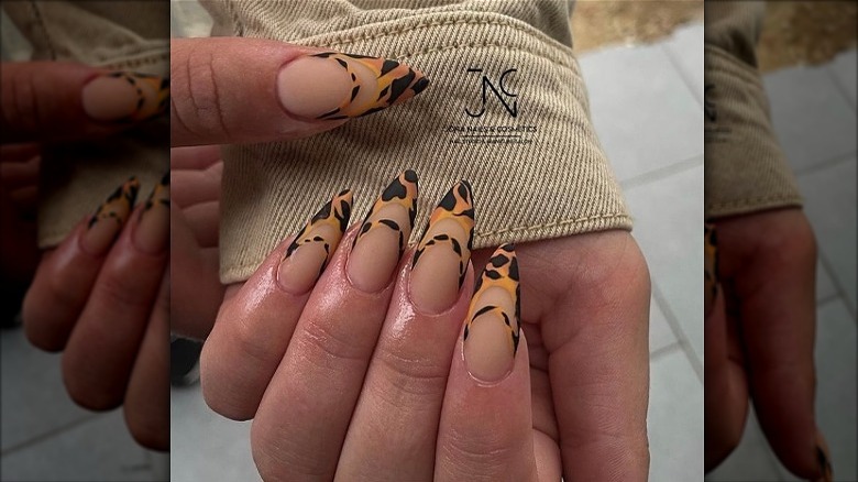 Leopard French nails