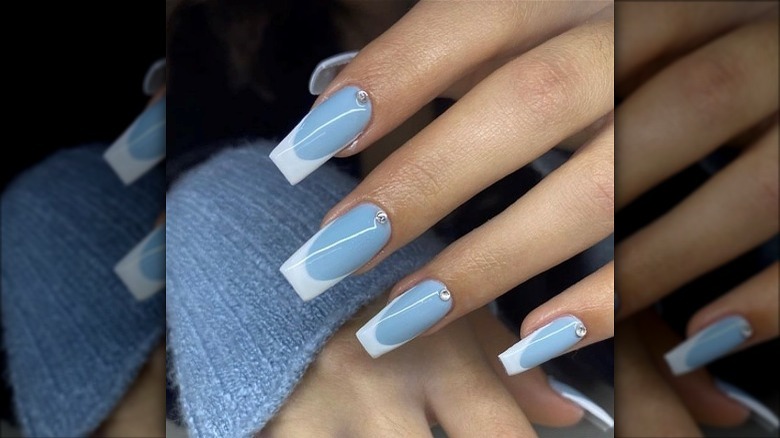 Blue French nails