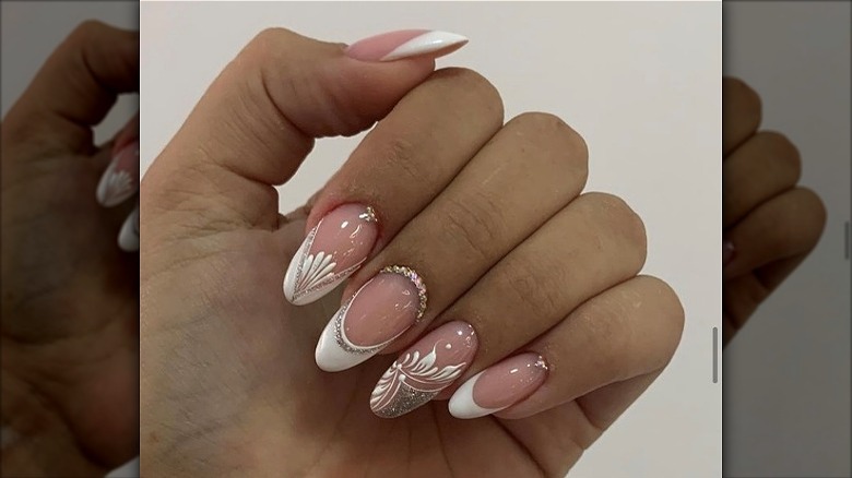 Embellished French nails