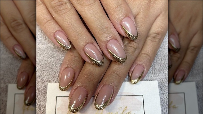Gold French nails