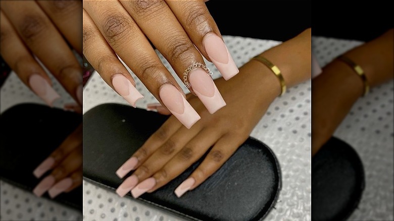 Matte nude French nails