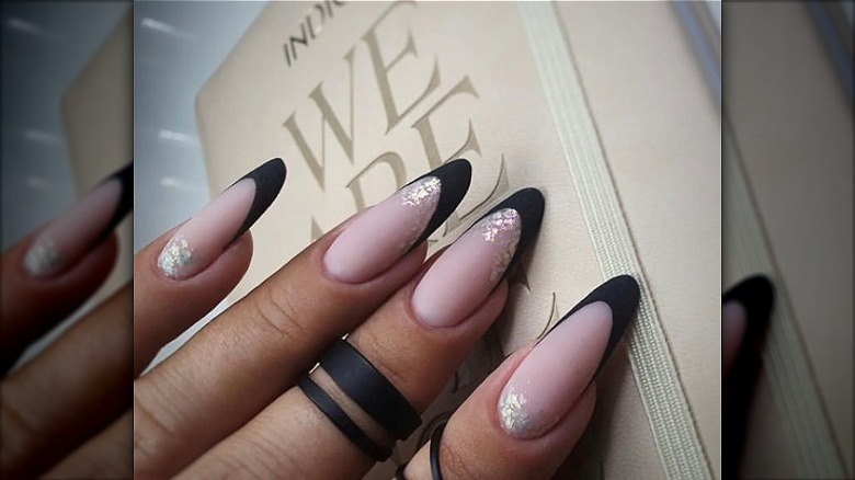 Matte sparkle French nails